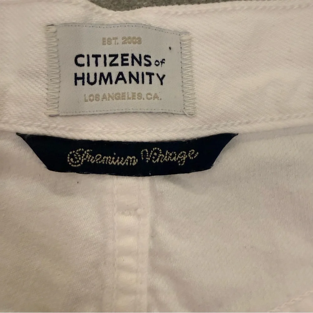 Citizens of Humanity Marlow High Rise White Denim Cutoff Shorts Size 24 NWOT - Picture 5 of 14